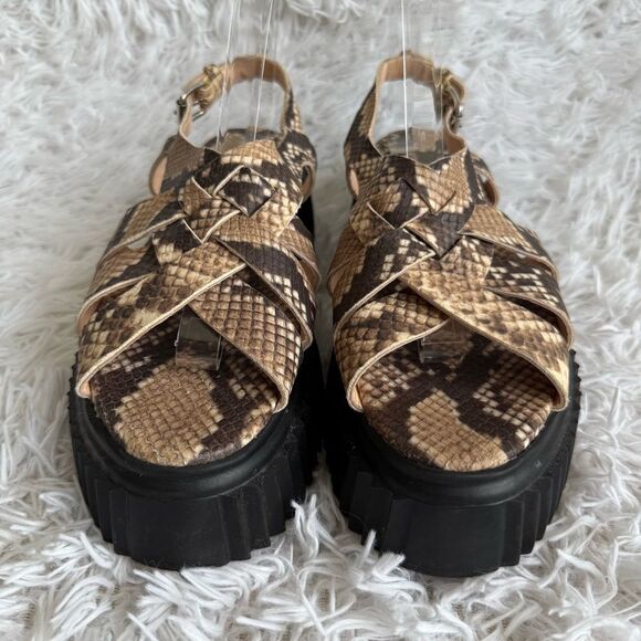 AGL Violante Snake Print Leather Sandals with Lug Platform Sole Size 10.5 - Picture 7 of 10